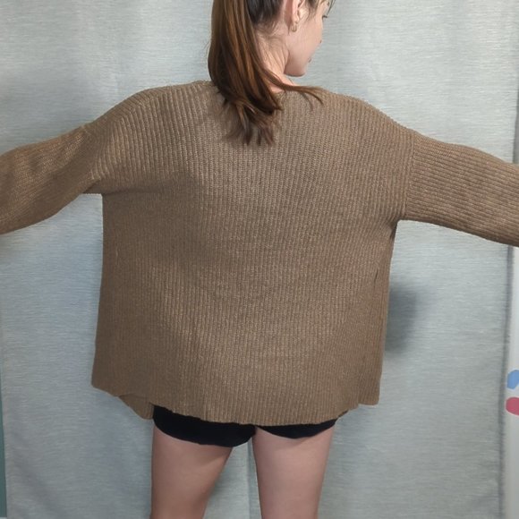 Oak + Fort Oversized Cardigan in Cookie Brown - Picture 6 of 9